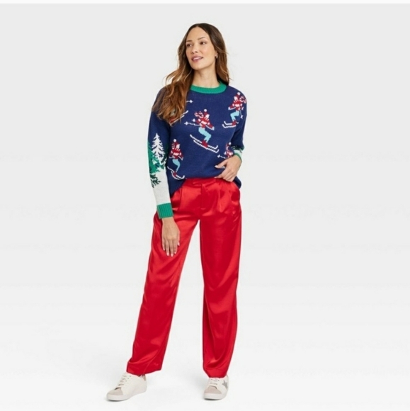 Women’s Alpine Skier Graphic Sweater Blue Medium - Picture 4 of 15